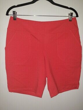 Women with Control Coral Stretch Pull-On Bermuda 8" Shorts Med Petite